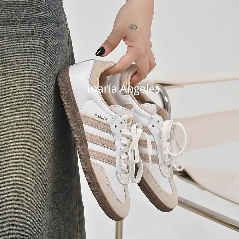 Adidas Samba Branco/Bege – Elegância Intemporal para Todos os Dias